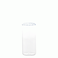 Lot de 6 Verres Highball Intrecci en Verre Borosilicaté Soufflé à la Main, Design Blanc et Bleu pour Long Drinks, Résistant aux Chocs Thermiques -