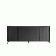 Matelpro - Buffet/bahut 4 portes contemporain 205 cm chêne noir Celiane - Moderne & Design -Chêne noir - Deux étagères intérieures (charge maxima