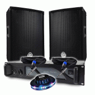 PACK DJ BM SONIC Amplificateur 1000W, Enceintes 8" 2x300W, Câbles, Animation LED, Petite Sono, Soirée, Fête, Anniversaire, Bar - 3666638038586
