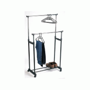 Perel Portant mobile, 2 barres, hauteur réglable 110-170 cm, 80 x 43 x 170 cm, charge maximale 25 kg, métal - MP65