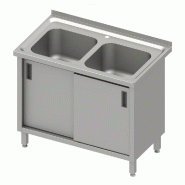 Plonge 2 bacs avec portes coulissantes 1000x600x850 montée - P954646100S