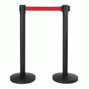 Poteau d'accueil avec corde rétractable rouge de 190cm - par 2