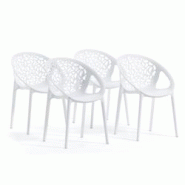 RATTATAN Lot de 4 chaises empilables en polypropylène renforcé de fibre de verre, pour extérieur et jardin, restaurant, cuisine design moderne – RATTATAN Lot de 4 chaises empilables en polypropylène renforcé de fibre de verre, pour extérieur et jardin, restaurant, cuisine design moderne –