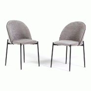 RATTATAN Set de 2 chaises rembourrées en tissu, bord contrasté, pieds en métal, design élégant pour cuisine, salle à manger et restaurants SILVI