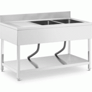 Royal Catering RCGS-2B140D7 Évier à 2 bacs de 500 x 400 x 250 mm avec étagère supplémentaire en acier inoxydable - inox 4062859232205 Royal Catering RCGS-2B140D7 Évier à 2 bacs de 500 x 400 x 250 mm avec étagère supplémentaire en acier inoxydable - inox 4062859232205