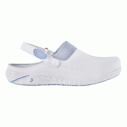 Safety Jogger - Sabots médicaux pour femmes confortables végan DANY blanc et bleu clair OB ESD A SRC E Blanc / Bleu clair Taille 35 - 35 matière sy