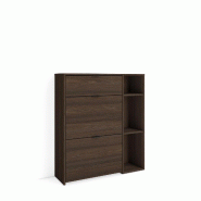 SKRAUT HOME Meuble à Chaussures, 90x102x27 cm, 10 paires de chaussures, Pour Entrée, Chêne foncé - beige Bois manufacturé 672_9