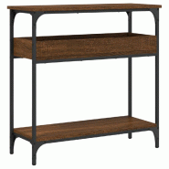 Table console avec étagère chêne marron 75x29x75 cm Modèle Atlas Office Pro Riviera - 837716