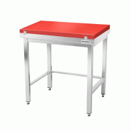 Table de travail en inox 600x600 mm avec plaque de découpe rouge et renfort PREMIUM - GOLDINOX - gris inox 3701770843718