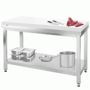 Table inox de découpe avec plan blanc - Profondeur 600 mm | Ggm - 1200_0