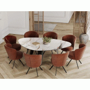 Table de réunion Armonia - plateau céramique effet marbre et pieds acier - Seatmob