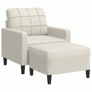 VidaXL Fauteuil avec repose-pied Crème 60 cm Velours Modèle Yuna - 3278265