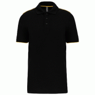 WK Designed To Work Polo DayToDay contrasté manches courtes homme Black / Yellow 5XL 65% Polyester | 35% Coton - XXXXXL 3663938182889