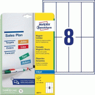 Avery Zweckform 40 étiquettes blanches magnétiques imprimables, format 50 x 140 mm - blanc J8875-5