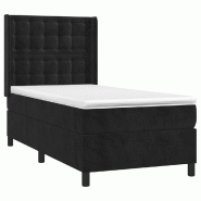 Décoshop26 - Cadre de lit LED avec sommier tête de lit matelas 100x200 cm tissu velours noir TDL0209314 - noir 3001713682726
