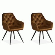 Décoshop26 - Lot de 2 chaises de salle à manger salon avec revêtement en velours confortable en marron CDS06105 - marron 3000429869605 Décoshop26 - Lot de 2 chaises de salle à manger salon avec revêtement en velours confortable en marron CDS06105 - marron 3000429869605