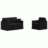 Ensemble de Canapés 2 pcs Noir 138 x 78 x 80 cm Velours Modèle Apex Marine - Matériau naturel 8721364374003