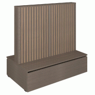Gondole double face Vertigo T03 avec tiroir MDF nat et noyer foncé 125x74x125cm
