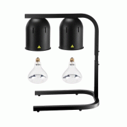 Lampe chauffante infrarouge sur pied réglable en hauteur (2 ampoules blanches) Noire PREMIUM - GOLDINOX - noir aluminium 3701770844371