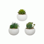 Lot de 3 plantes artificielles pots ronds Alba