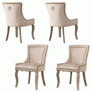 Merax Luxueuse Chaise de Salle à Manger (Chaise de Cuisine, Chaise de Salon, 4 pièces), Chaise rembourrée, Pieds en Bois Massif, Housse en Velours,