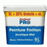 Peinture de finition gedimat pro acrylique satiné 5l+20% gratuit