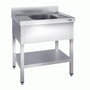 Plonge inox 1 bac avec étagère - P 700 mm - 800