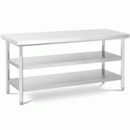 Royal Catering RCWT-180X70-3L-E Table De Travail en INOX Cuisine Plan Professionnel De Boucher (70 x 180 cm, 3 Niveaux, Capacité de 600 kg) - multi-m