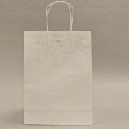Sac-cadeau kraft blanc poignées torsadées avec bande adhésive 22x10x30cm par 50
