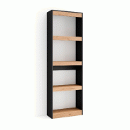 SKRAUT HOME Étagère Bibliothèque, 60x186x25cm, Salon Salle à manger Bureau, Salon, Bureau, Chêne et noir - beige Bois manufacturé 74_1