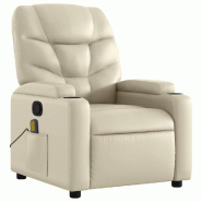 VidaXL Fauteuil de massage inclinable crème similicuir Modèle Dermelia - 8721012181328