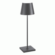 Zafferano Lampe Led Poldina Pro Gris Foncé Rechargeable Ip65 Usage Extérieur, Dimmable Avec Autonomie Jusqu'À 12 Heures - gris 8056300196464