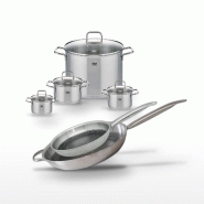 Batterie de cuisine avec 4 faitouts 12/14/16/26 cm et 2 poêles de cuisson 28/32 cm sans PFAS Elo Collection Relief Solution Citrin - gris 31762399405