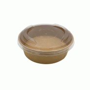 Bol en carton avec son couvercle 500 ml Ø150H46mm JORIDEAL par 300 pièces - marron en carton 3519400999427