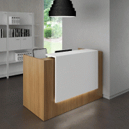 Borne d'accueil compacte Z2, ton bois 1 personne - Officity - 126, Blanc mat, Noyer Canaletto_1