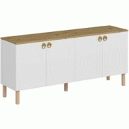 Buffet 4 portes en aggloméré Lotus Hanah Home - blanc 8684283463053 Buffet 4 portes en aggloméré Lotus Hanah Home - blanc 8684283463053