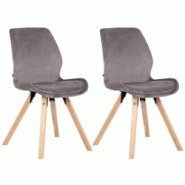 Décoshop26 - Lot de 2 chaises de salle à manger en velours gris style scandinave pieds bois CDS101126 - gris 3000390669600 Décoshop26 - Lot de 2 chaises de salle à manger en velours gris style scandinave pieds bois CDS101126 - gris 3000390669600