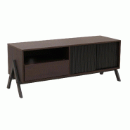Décoshop26 - Meuble TV bas en finition noyer 120 cm avec porte coulissante tiroir et rangements structure métal 04_0009221 - métal 3000267373821