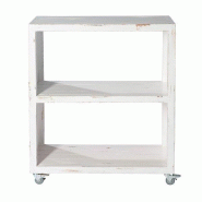 Desserte Héritage à roulettes - pin blanc vieilli - L80xP39xH85cm