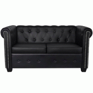 Helloshop26 - Canapé chesterfield à 2 places 145,5 x 76 x 70 cm cuir synthétique noir 02_0019571 - noir Bois massif 3001002688002