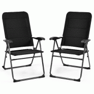 Helloshop26 - Lot de 2 chaises longues inclinables extensibles 71 x 53 x 102 cm confort optimisé style moderne en métal noir 20_0019383 - 3000232907