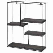Mendler Etagère murale HWC-K76, Etagère suspendue Etagère flottante, 4 étagères Métal massif-bois industriel 51x40x11cm ~ gris foncé - gris Boi