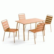 Oviala Business Ensemble table de jardin en métal et 4 chaises Caramel - marron acier 114628 Oviala Business Ensemble table de jardin en métal et 4 chaises Caramel - marron acier 114628