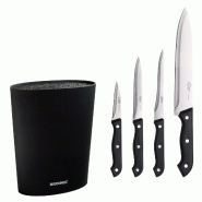 San Ignacio - Jeu de Couteaux de Cuisine en Acier Inoxydable avec Bloc de Couteaux 15,6x6,6x22 cm - noir inox PK1485