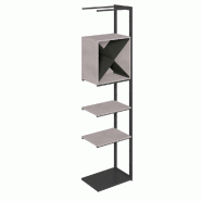 Suite structure Cage noir base métal 58x40x240cm 2 tabl et cube béton
