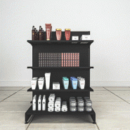 Tête de Gondole simple face M25 Gris H143xL100cm base+3 tablettes
