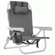 TecTake GmbH tectake Chaise de plage CORAL pliable avec fonction sac à dos - gris, par pièce - 406161 - gris aluminium 406161 TecTake GmbH tectake Chaise de plage CORAL pliable avec fonction sac à dos - gris, par pièce - 406161 - gris aluminium 406161