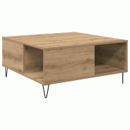 VidaXL Table basse Chêne artisanal 80 x 80 x 36,5 cm Bois d'ingénierie Modèle Luna Moderne Plus - 881667