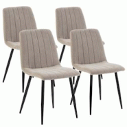 VS Venta-stock Pack 4 chaises Sagi recouvertes de tissu beige - beige polyester I22085