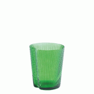 Zafferano Lot de 6 Verres Tumbler Handy en verre soufflé coloré Vert Pomme, design ergonomique empilable avec finition à rainures verticales, usage